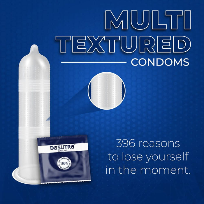 DaSutra Max Pleasure Condoms - With 396 dots | 5in1 multi - textured condoms - 6 Flavours Combo - Azistastore