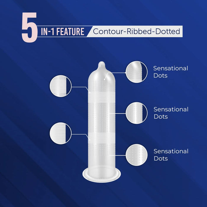 DaSutra Max Pleasure Condoms - With 396 dots | 5in1 multi - textured condoms - 6 Flavours Combo - Azistastore