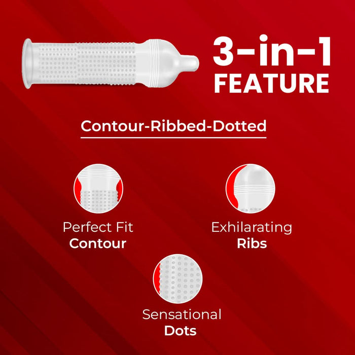 DaSutra Wet & Wild Condoms - 10's Pack Lubricated, Ribbed, and Dotted - Mango Flavour - Azistastore