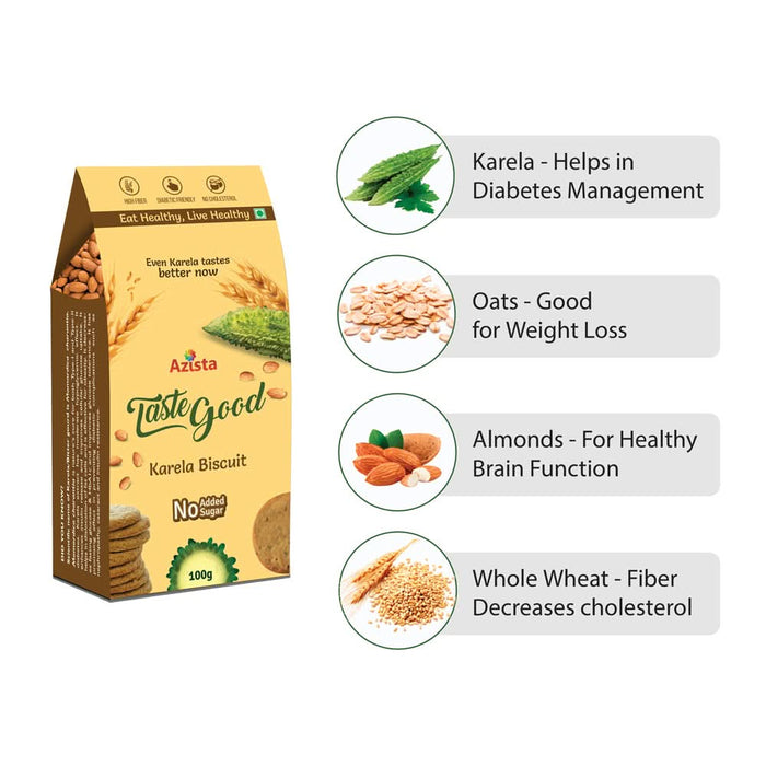 Festive Diabetic Management Combo - Trigotab Pack of 1 & TasteGood Karela Biscuits Pack of 8 - Azistastore