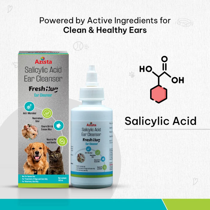 Fresh Hug Salicylic Acid Ear Cleanser – Ear Cleaning Solution for Dogs & Cats - Azistastore