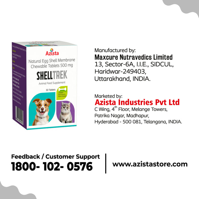 SHELLTREK Natural Egg Shell Membrane Chewable Tablets 500mg for Dogs and Cats