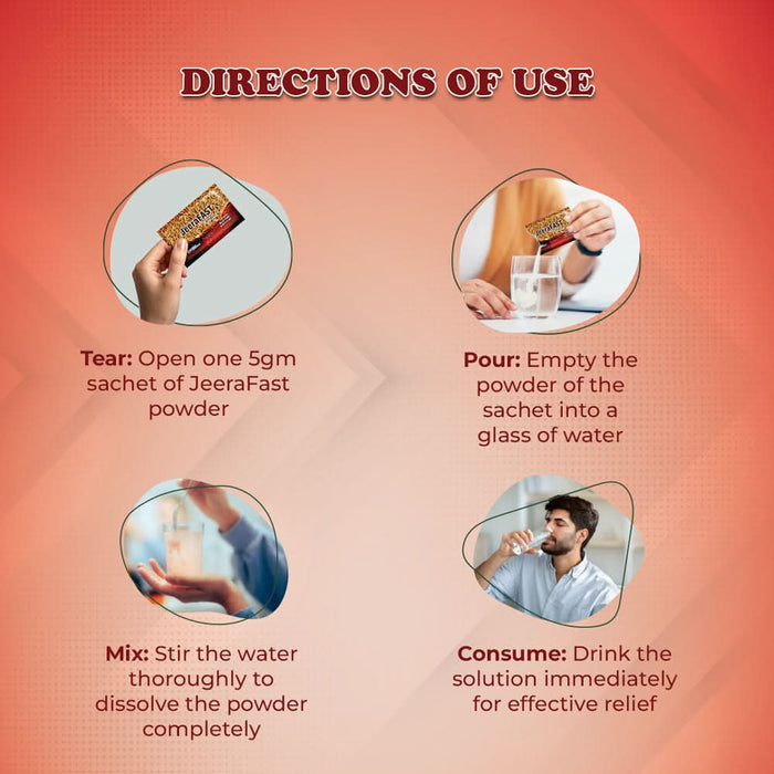 JeeraFast | Quick Relief from Acidity & Gas | Ayurvedic Proprietary Medicine | Fast - Acting Digestive Support | 40 Sachets (5g each) - Azistastore