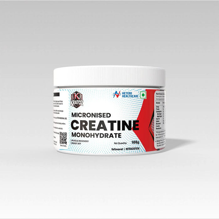 Kratoz Creatine Monohydrate Powder 100g | Micronized | Unflavoured | Muscle Gain, Strength & Recovery Support - Azistastore