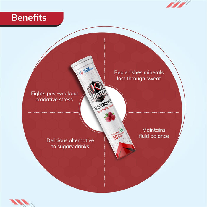 Kratoz Electrolyte Effervescent Tablets for Hydration & Energy Support (20 Tablets) - Azistastore