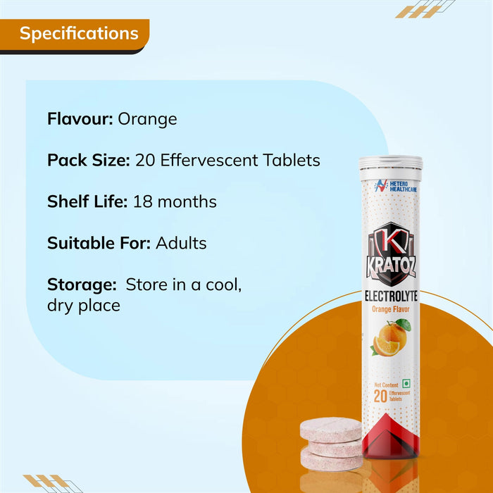 Kratoz Electrolyte Effervescent Tablets for Hydration & Energy Support (20 Tablets) - Azistastore