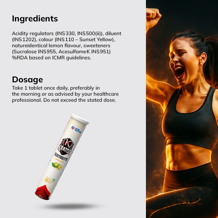 Kratoz Electrolyte Effervescent Tablets for Hydration & Energy Support (20 Tablets) - Azistastore