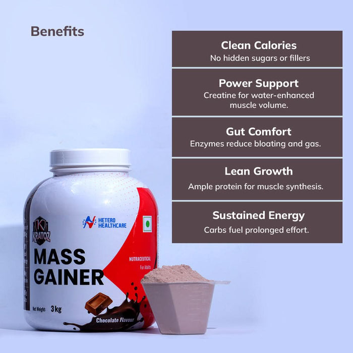 Kratoz Mass Gainer Powder – Chocolate Flavour (3 kg) - Azistastore