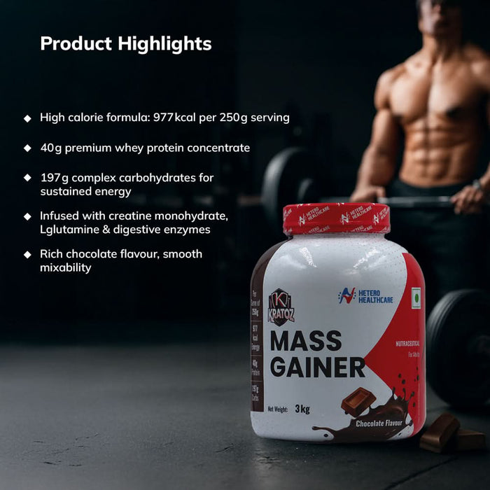 Kratoz Mass Gainer Powder – Chocolate Flavour (3 kg) - Azistastore