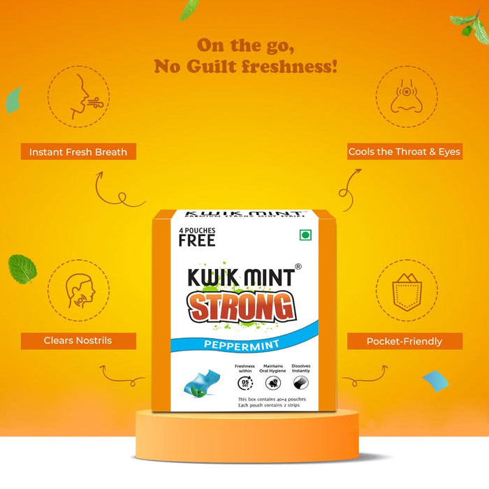 Kwik Mint Strong Peppermint Mouth Freshener Strips – Sugar Free, Instant Freshness - Azistastore
