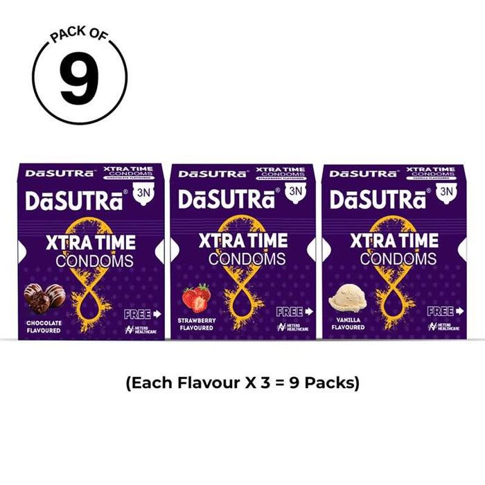 DaSutra Xtra Time Condoms 3’s – 3 Flavours (Chocolate, Strawberry, Vanilla)