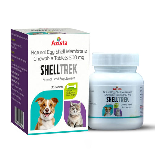SHELLTREK Natural Eggshell Membrane 500mg Chewable Tablets – Best Joint Supplement for Dogs & Cats - Azistastore