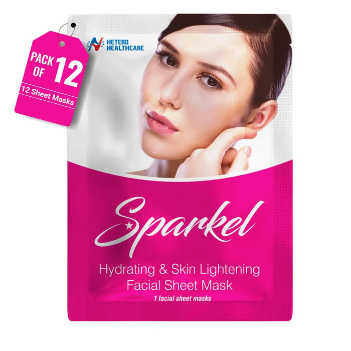 Sparkel | Hydrating & Skin Lightening Facial Sheet Mask | With Aloe Vera, Olive Leaf & Rose Fragrance | Moisturising & Brightening Skin Care - Azistastore