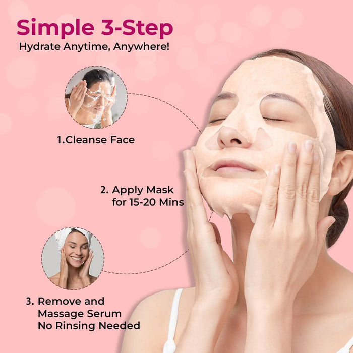 Sparkel | Hydrating & Skin Lightening Facial Sheet Mask | With Aloe Vera, Olive Leaf & Rose Fragrance | Moisturising & Brightening Skin Care - Azistastore