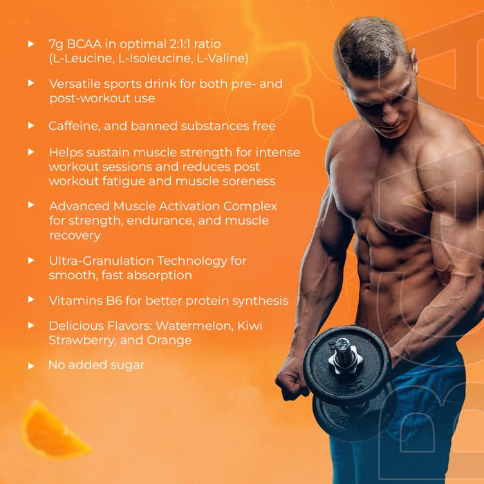 Sport Fit BCAA Supplement – Advanced Muscle Activation with 7g BCAA, 1gm L - Citrulline and 1gm L - Glutamine - Azistastore