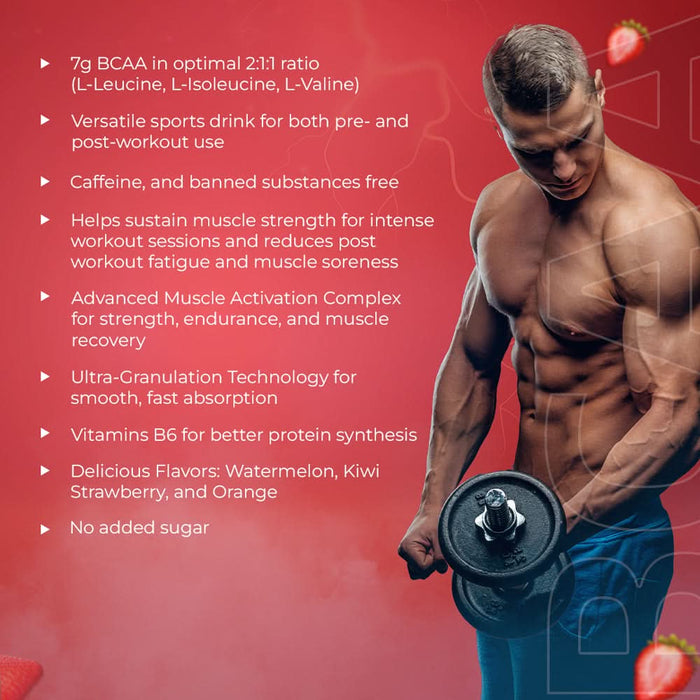 Sport Fit BCAA Supplement – Advanced Muscle Activation with 7g BCAA, 1gm L - Citrulline and 1gm L - Glutamine - Azistastore
