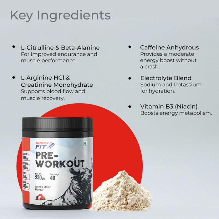 Sport Fit Pre - Workout Supplement – Boost Energy, Endurance & Focus 250g - Azistastore