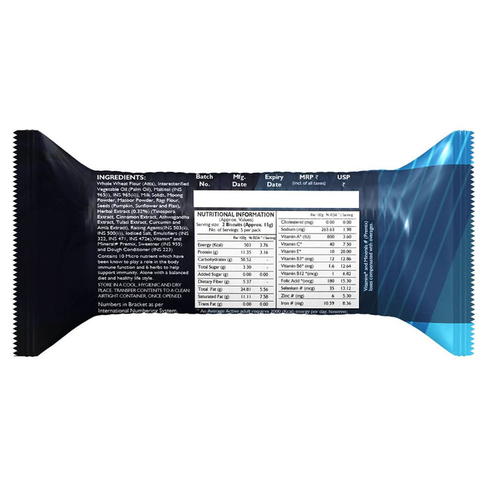 TasteGood Immunity Biscuits | Ginger Flavour | 6 Herbal Extracts & 3 Super Seeds | Whole Wheat, No Maida, Zero Trans Fat | 750g - Azistastore