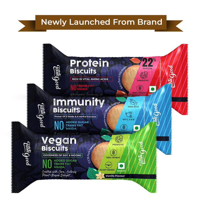 TasteGood Immunity Biscuits | Ginger Flavour | 6 Herbal Extracts & 3 Super Seeds | Whole Wheat, No Maida, Zero Trans Fat | 750g - Azistastore