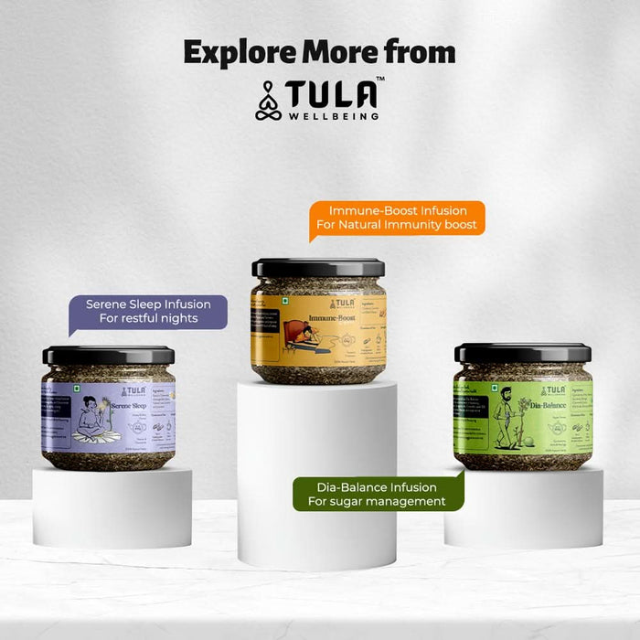 TULA Wellbeing Calm Ease Infusion | Herbal Functional Tea | Lemongrass & Mint Flavor | 100% Natural Herbs | 100g | 45 Servings - Azistastore