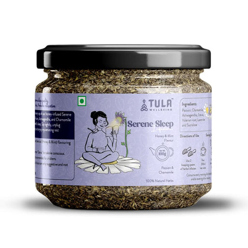 TULA Wellbeing Serene Sleep Infusion | Functional Herbal Tea | 100% Natural Herbs | Honey & Mint Flavor | 100g | 50 Servings - Azistastore