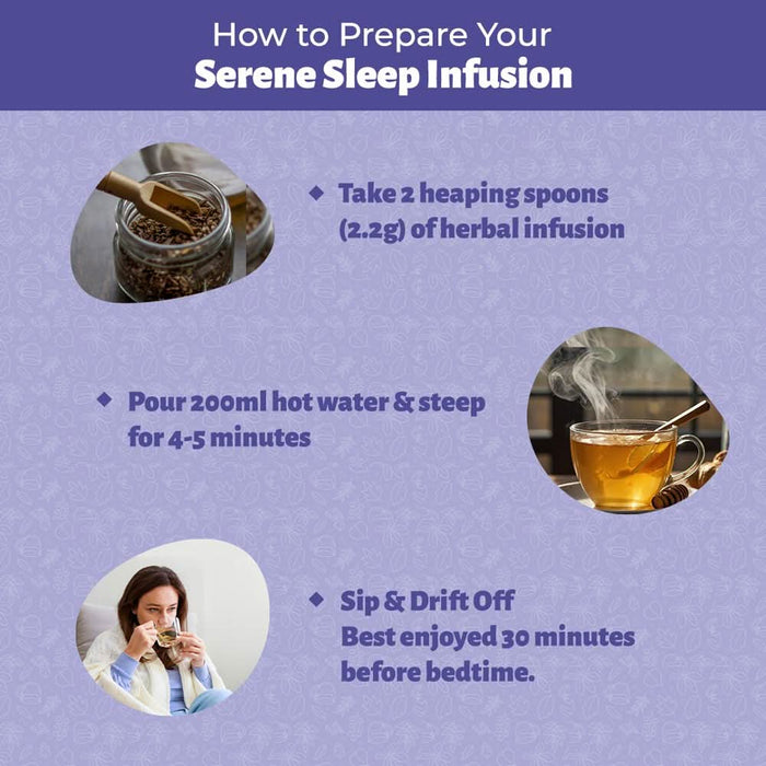 TULA Wellbeing Serene Sleep Infusion | Functional Herbal Tea | 100% Natural Herbs | Honey & Mint Flavor | 100g | 50 Servings - Azistastore