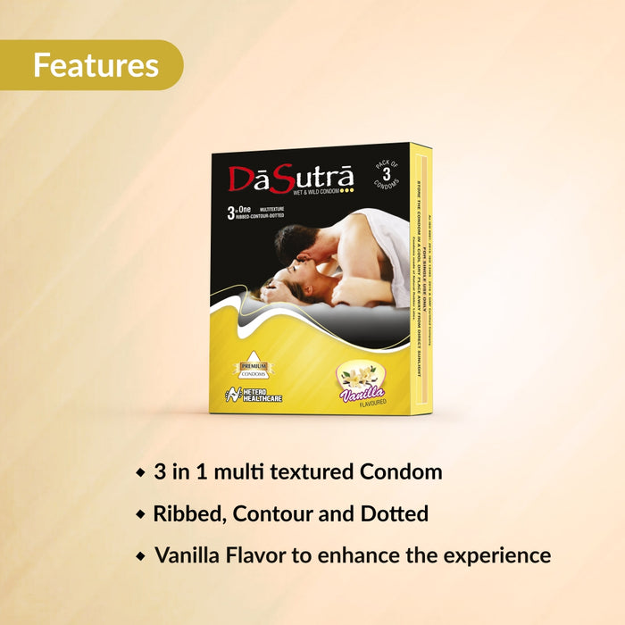 Dasutra Wet and Wild Condoms 3's Pack in 3 Flavors