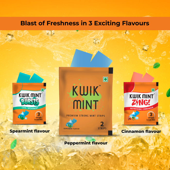 Kwik Mint Mouth Fresheners Combo Pack ( Mint - Zing - Bursts) 3 Flavours in One Pack.