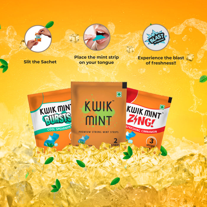 Kwik Mint Combo Pack ( Mouth Fresheners - Zing - Bursts) 3 Flavours in One Pack.