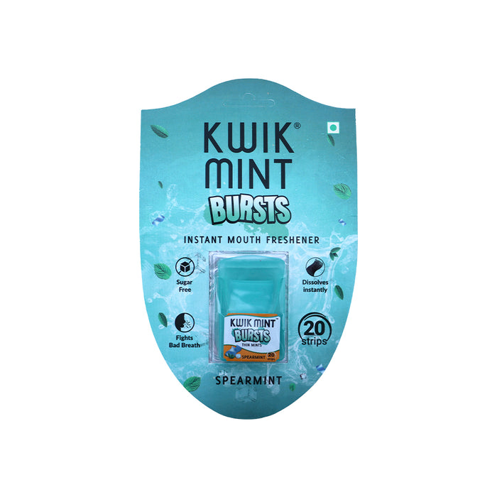 Kwik Mint Burst Cassettes - Spearmint Flavoured Oral Care Strips (Pack of 10)