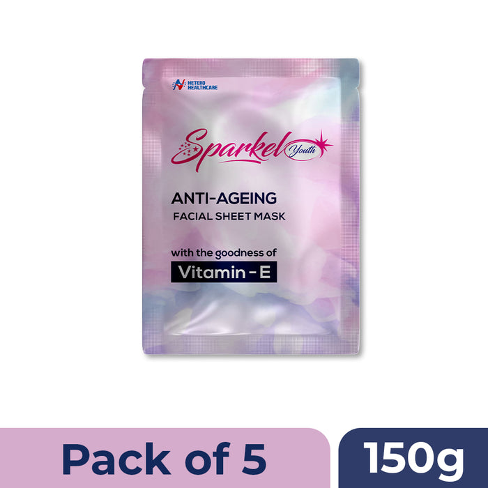 Sparkel Youth - Anti-Ageing Face Sheet Mask with Vitamin E & Retinol