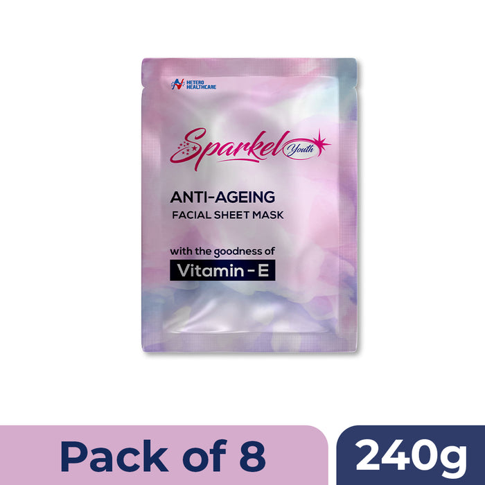 Sparkel Youth - Anti-Ageing Face Sheet Mask with Vitamin E & Retinol