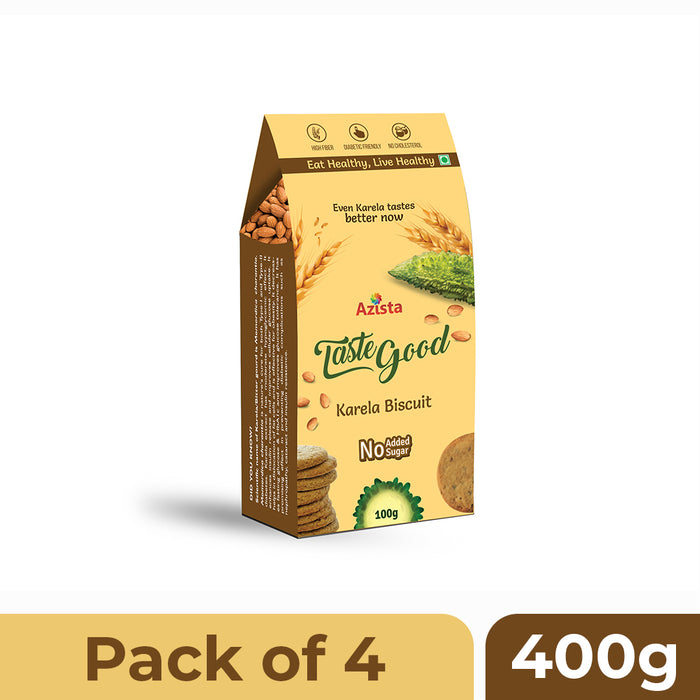 TasteGood Karela Biscuits | Sugar-Free, High-Fiber & Diabetic-Friendly Snack | Made with Bitter Gourd, Almonds & Oats | Supports Weight Management & Healthy Lifestyle | Zero Cholesterol & Trans Fat | Each Box Contains 10 Biscuits | 100g