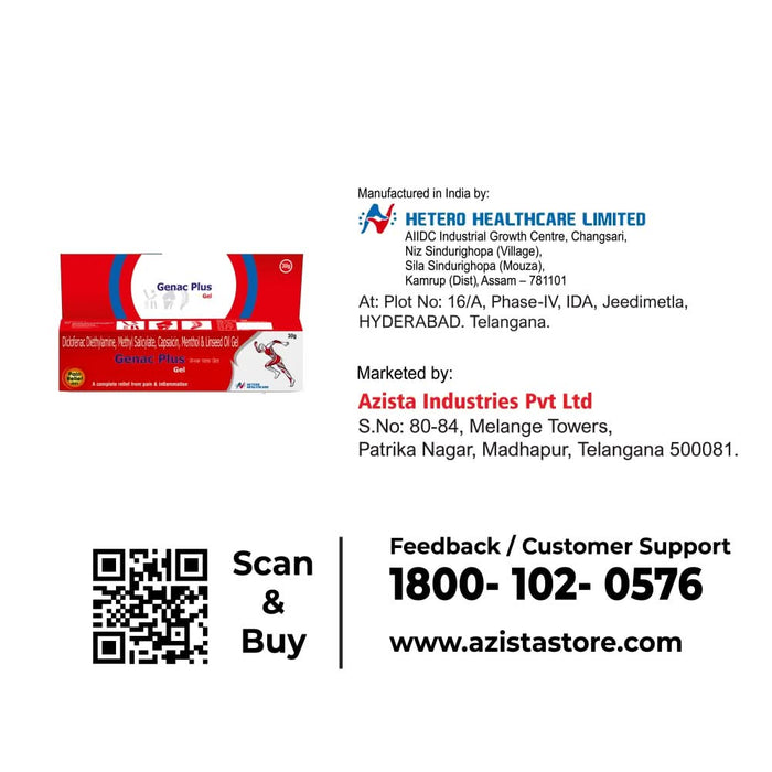Genac Plus Pain Relief Gel for Muscles and Joint Pain - Azistastore