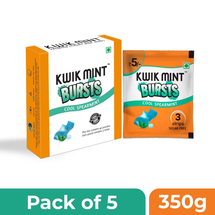 Kwik Mint Bursts Cool Spearmint Mouth Freshener Strips – Sugar Free, Instant Freshness - Azistastore