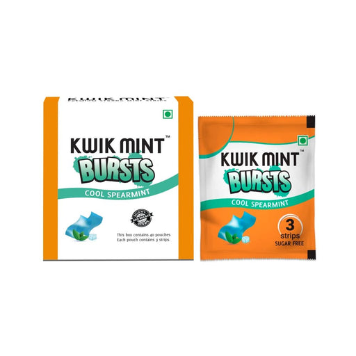 Kwik Mint Bursts Cool Spearmint Mouth Freshener Strips – Sugar Free, Instant Freshness - Azistastore