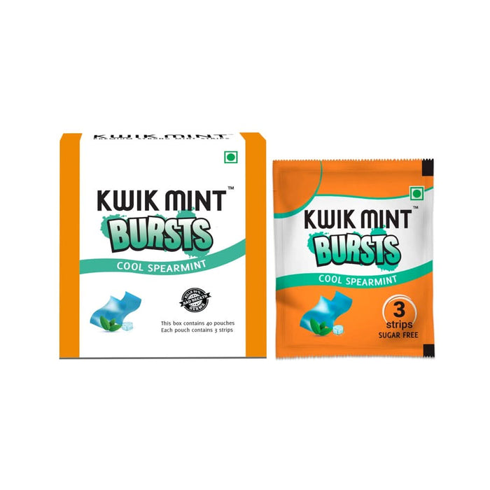 Kwik Mint Bursts Cool Spearmint Mouth Freshener Strips – Sugar Free, Instant Freshness - Azistastore