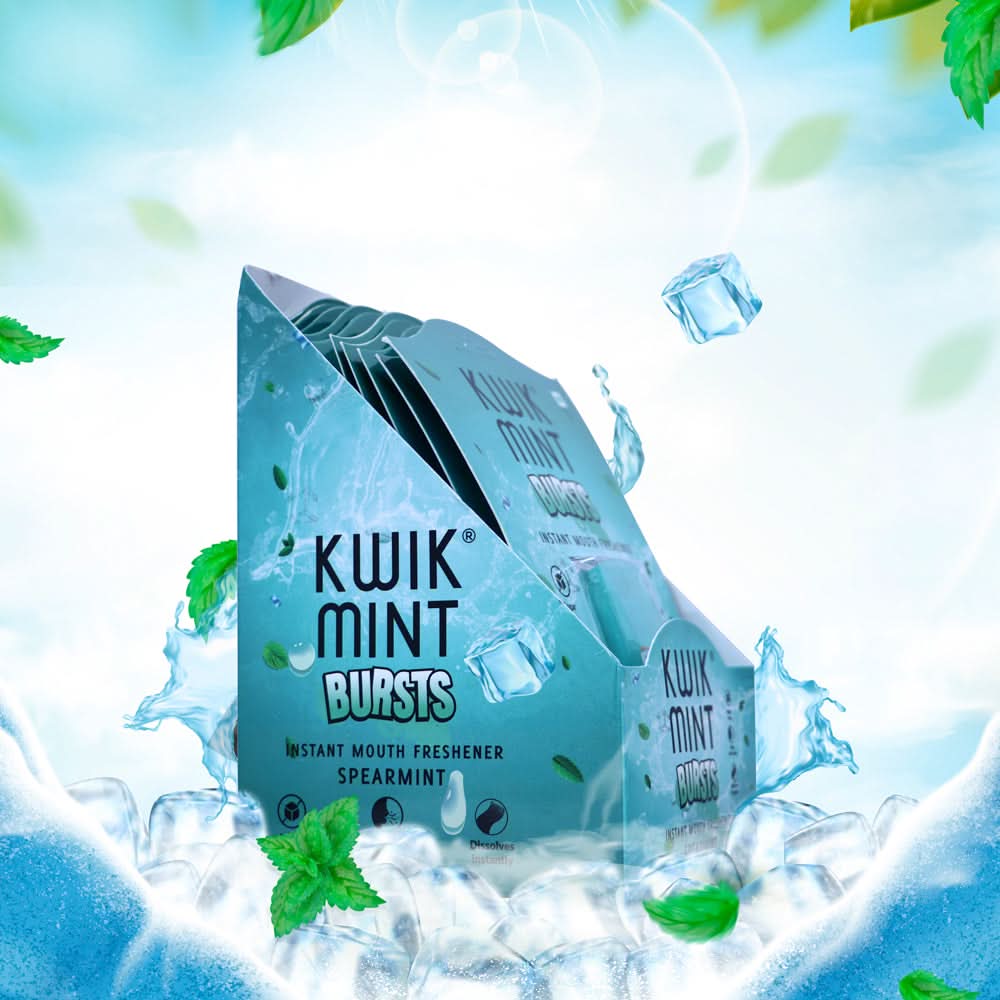 Kwik Mint Bursts Spearmint Mouth Freshener Strips Cassette – Sugar Fre