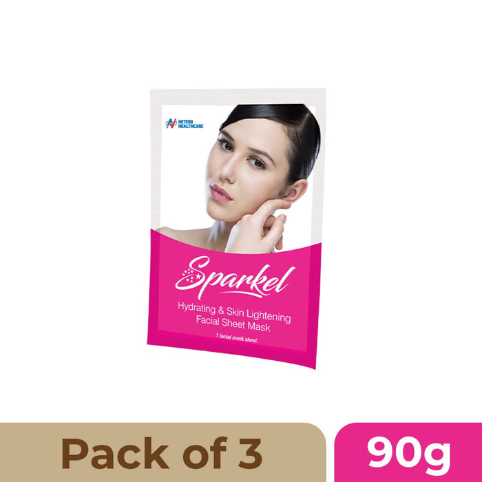 Sparkel | Hydrating & Skin Lightening Facial Sheet Mask | With Aloe Vera, Olive Leaf & Rose Fragrance | Moisturising & Brightening Skin Care - Azistastore
