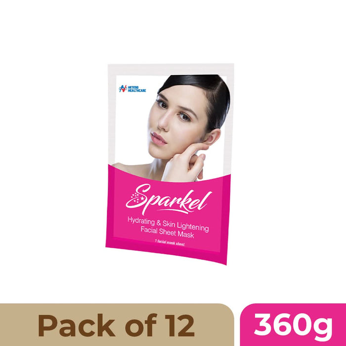 Sparkel | Hydrating & Skin Lightening Facial Sheet Mask | With Aloe Vera, Olive Leaf & Rose Fragrance | Moisturising & Brightening Skin Care - Azistastore