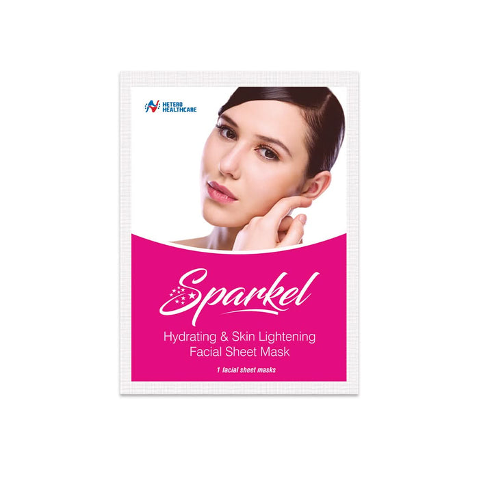 Sparkel | Hydrating & Skin Lightening Facial Sheet Mask | With Aloe Vera, Olive Leaf & Rose Fragrance | Moisturising & Brightening Skin Care - Azistastore