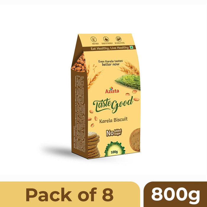 TasteGood Karela Biscuits | Sugar - Free, High - Fiber & Diabetic - Friendly Snack | Made with Bitter Gourd, Almonds & Oats | Supports Weight Management & Healthy Lifestyle | Zero Cholesterol & Trans Fat | Each Box Contains 10 Biscuits | 100g - Azistastore